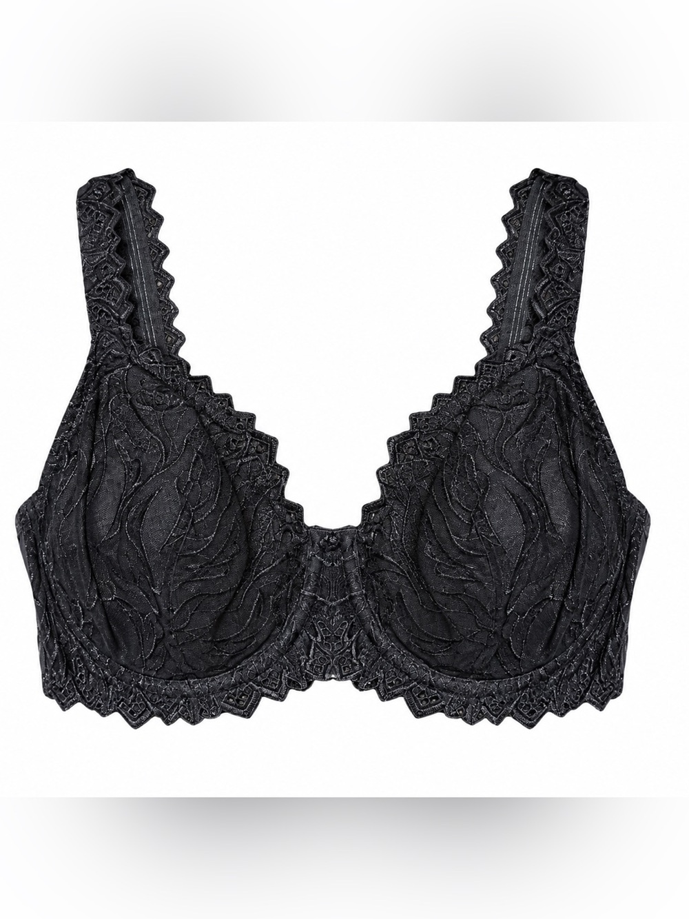 Bali Lace Desire 3314 Black Embroidered Lace Underwire Bra Women’s 38D Sheer